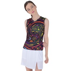 Abstract Tribal Swirl Women s Sleeveless Sports Top by SpinnyChairDesigns