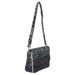 Urban Camouflage Black Grey Brown Shoulder Bag With Back Zipper by SpinnyChairDesigns