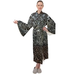 Urban Camouflage Black Grey Brown Maxi Velour Kimono by SpinnyChairDesigns