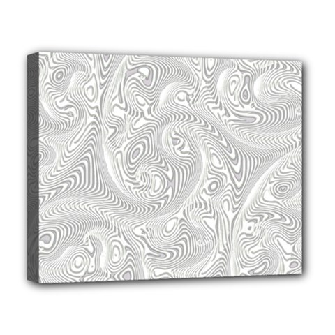 White Abstract Paisley Pattern Deluxe Canvas 20  X 16  (stretched) by SpinnyChairDesigns