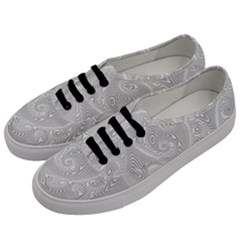 White Abstract Paisley Pattern Men s Classic Low Top Sneakers by SpinnyChairDesigns