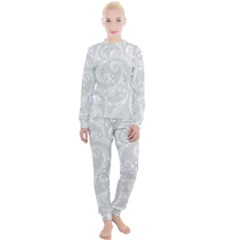 White Abstract Paisley Pattern Women s Lounge Set by SpinnyChairDesigns