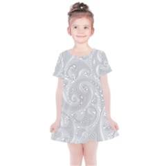 White Abstract Paisley Pattern Kids  Simple Cotton Dress by SpinnyChairDesigns