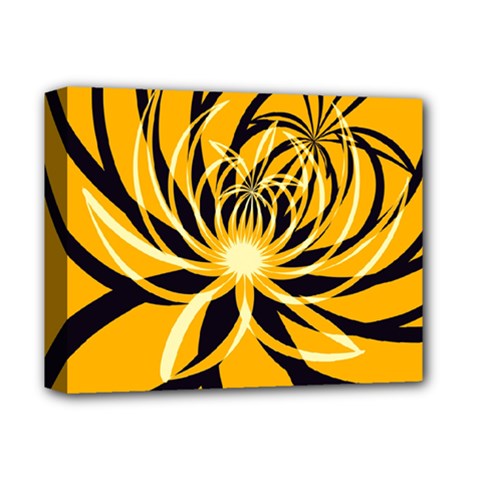 Black Yellow Abstract Floral Pattern Deluxe Canvas 14  x 11  (Stretched)