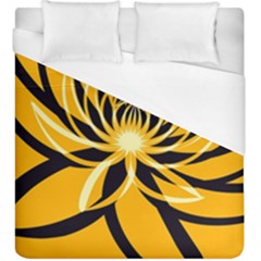 Black Yellow Abstract Floral Pattern Duvet Cover (king Size) by SpinnyChairDesigns