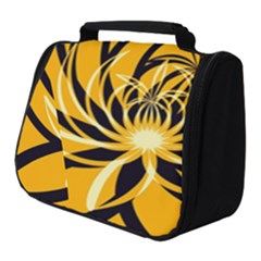 Black Yellow Abstract Floral Pattern Full Print Travel Pouch (small) by SpinnyChairDesigns