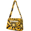 Black Yellow Abstract Floral Pattern Front Pocket Crossbody Bag View2