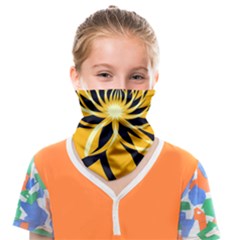 Black Yellow Abstract Floral Pattern Face Covering Bandana (Kids)