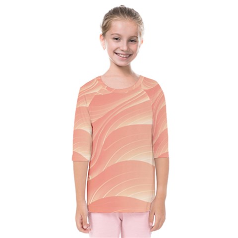 Coral Peach Swoosh Kids  Quarter Sleeve Raglan Tee by SpinnyChairDesigns