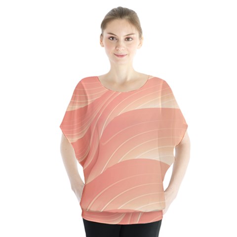 Coral Peach Swoosh Batwing Chiffon Blouse by SpinnyChairDesigns