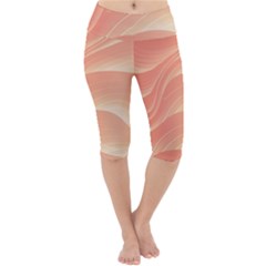 Coral Peach Swoosh Lightweight Velour Cropped Yoga Leggings by SpinnyChairDesigns