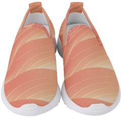 Coral Peach Swoosh Kids  Slip On Sneakers by SpinnyChairDesigns