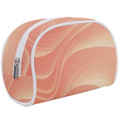 Coral Peach Swoosh Makeup Case (large) by SpinnyChairDesigns