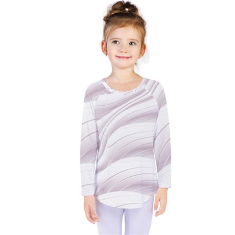 Pale Pink And White Swoosh Kids  Long Sleeve Tee by SpinnyChairDesigns