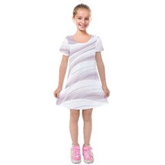 Pale Pink And White Swoosh Kids  Short Sleeve Velvet Dress by SpinnyChairDesigns