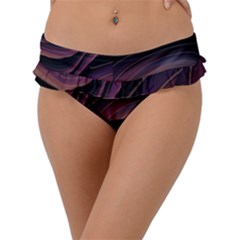 Dark Purple And Black Swoosh Frill Bikini Bottom