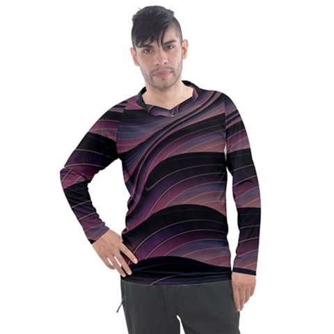 Dark Purple And Black Swoosh Men s Pique Long Sleeve Tee by SpinnyChairDesigns