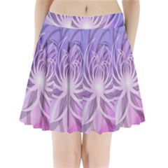 Watercolor Blue Purple Floral Pattern Pleated Mini Skirt by SpinnyChairDesigns