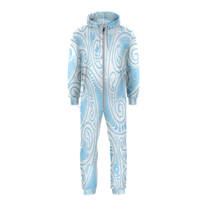 Light Blue and White Abstract Paisley Hooded Jumpsuit (Kids)