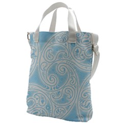 Light Blue And White Abstract Paisley Canvas Messenger Bag