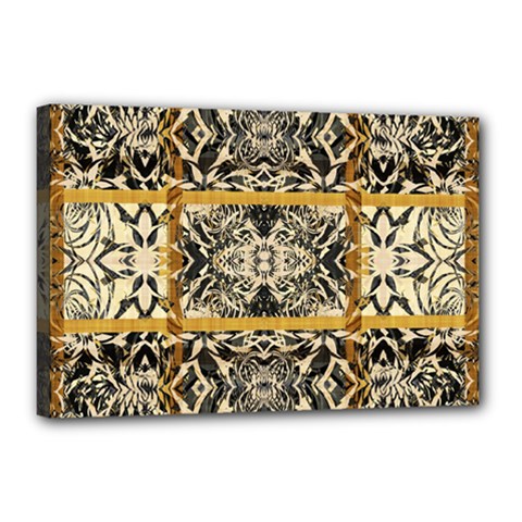 Antique Black And Gold Canvas 18  X 12  (stretched) by SpinnyChairDesigns
