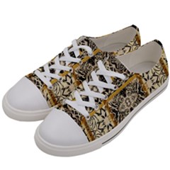 Antique Black And Gold Women s Low Top Canvas Sneakers by SpinnyChairDesigns