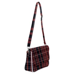 Black And Red Striped Plaid Shoulder Bag With Back Zipper by SpinnyChairDesigns