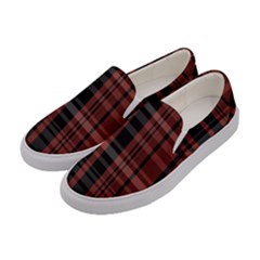 Black And Red Striped Plaid Women s Canvas Slip Ons by SpinnyChairDesigns