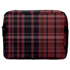 Black And Red Striped Plaid Make Up Pouch (large) by SpinnyChairDesigns