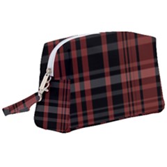 Black And Red Striped Plaid Wristlet Pouch Bag (large) by SpinnyChairDesigns