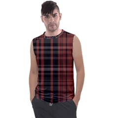 Black And Red Striped Plaid Men s Regular Tank Top by SpinnyChairDesigns