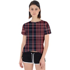 Black And Red Striped Plaid Open Back Sport Tee by SpinnyChairDesigns