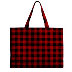 Grunge Red Black Buffalo Plaid Zipper Mini Tote Bag by SpinnyChairDesigns