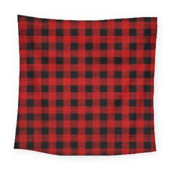 Grunge Red Black Buffalo Plaid Square Tapestry (large) by SpinnyChairDesigns