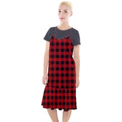 Grunge Red Black Buffalo Plaid Camis Fishtail Dress by SpinnyChairDesigns