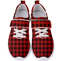 Grunge Red Black Buffalo Plaid Men s Velcro Strap Shoes by SpinnyChairDesigns