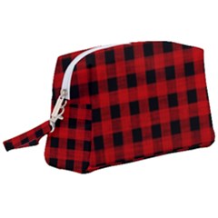 Grunge Red Black Buffalo Plaid Wristlet Pouch Bag (large) by SpinnyChairDesigns