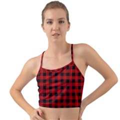 Grunge Red Black Buffalo Plaid Mini Tank Bikini Top by SpinnyChairDesigns