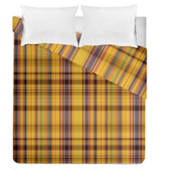 Madras Plaid Yellow Gold Duvet Cover Double Side (queen Size)