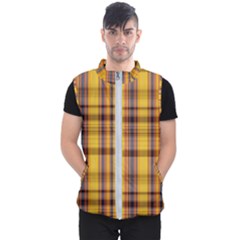 Madras Plaid Yellow Gold Men s Puffer Vest by SpinnyChairDesigns