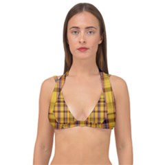 Madras Plaid Yellow Gold Double Strap Halter Bikini Top by SpinnyChairDesigns