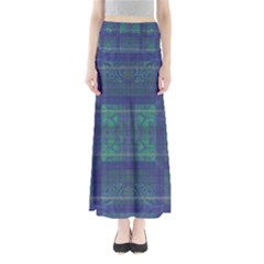 Blue Green Faded Plaid Full Length Maxi Skirt by SpinnyChairDesigns