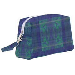 Blue Green Faded Plaid Wristlet Pouch Bag (large) by SpinnyChairDesigns