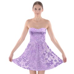 Purple Wildflowers Pattern Strapless Bra Top Dress by SpinnyChairDesigns