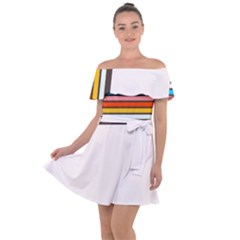Vintage Stripes Off Shoulder Velour Dress by tmsartbazaar