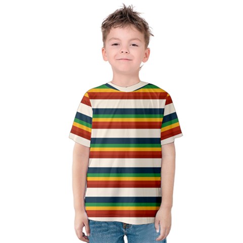 Rainbow Stripes Kids  Cotton Tee by tmsartbazaar