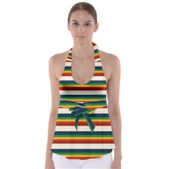 Rainbow Stripes Babydoll Tankini Top by tmsartbazaar