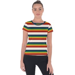 Rainbow Stripes Short Sleeve Sports Top  by tmsartbazaar