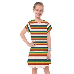 Rainbow Stripes Kids  Drop Waist Dress by tmsartbazaar