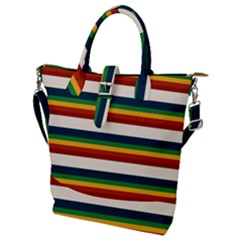 Rainbow Stripes Buckle Top Tote Bag